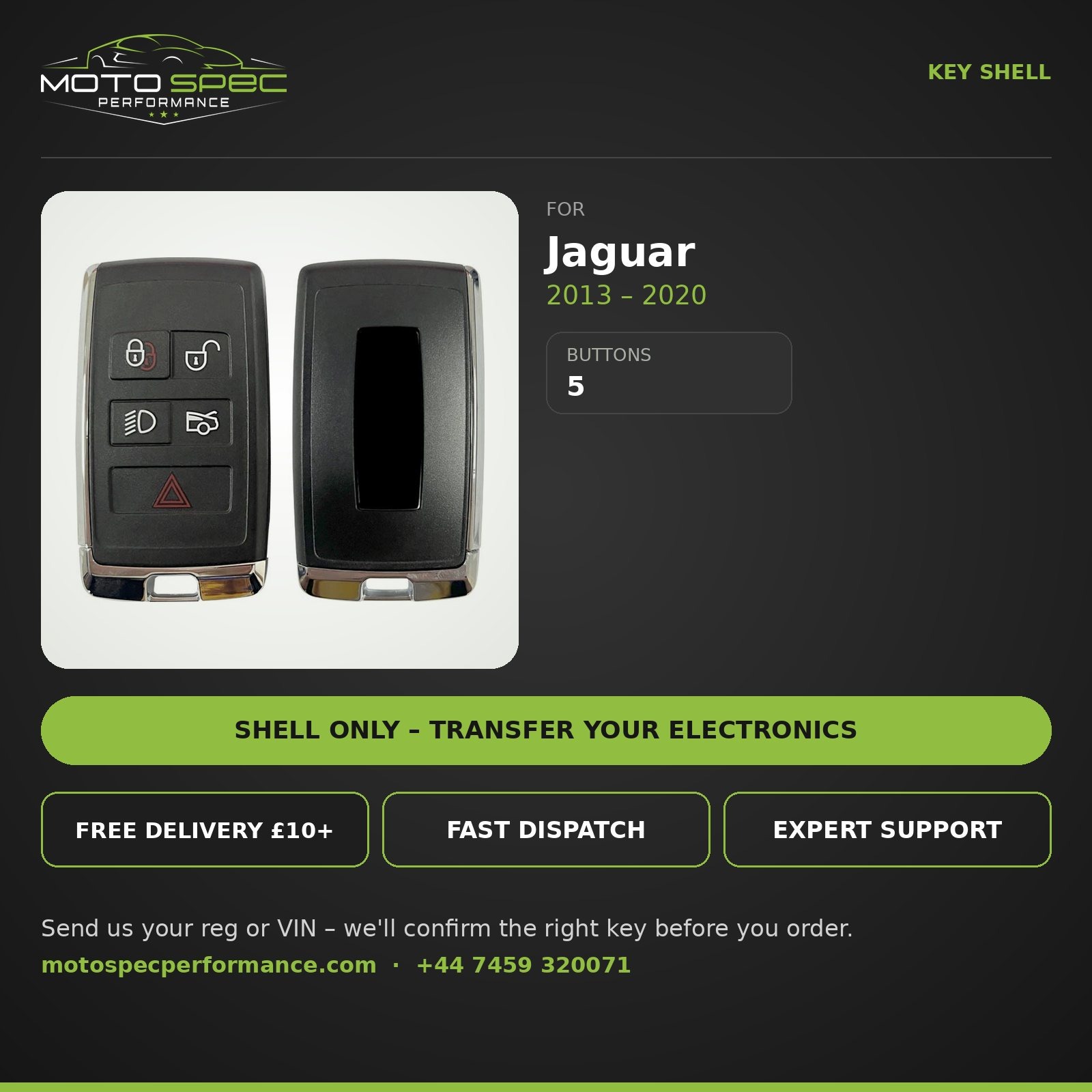 Key Shell for Jaguar 2013-2020 – 5 Button info