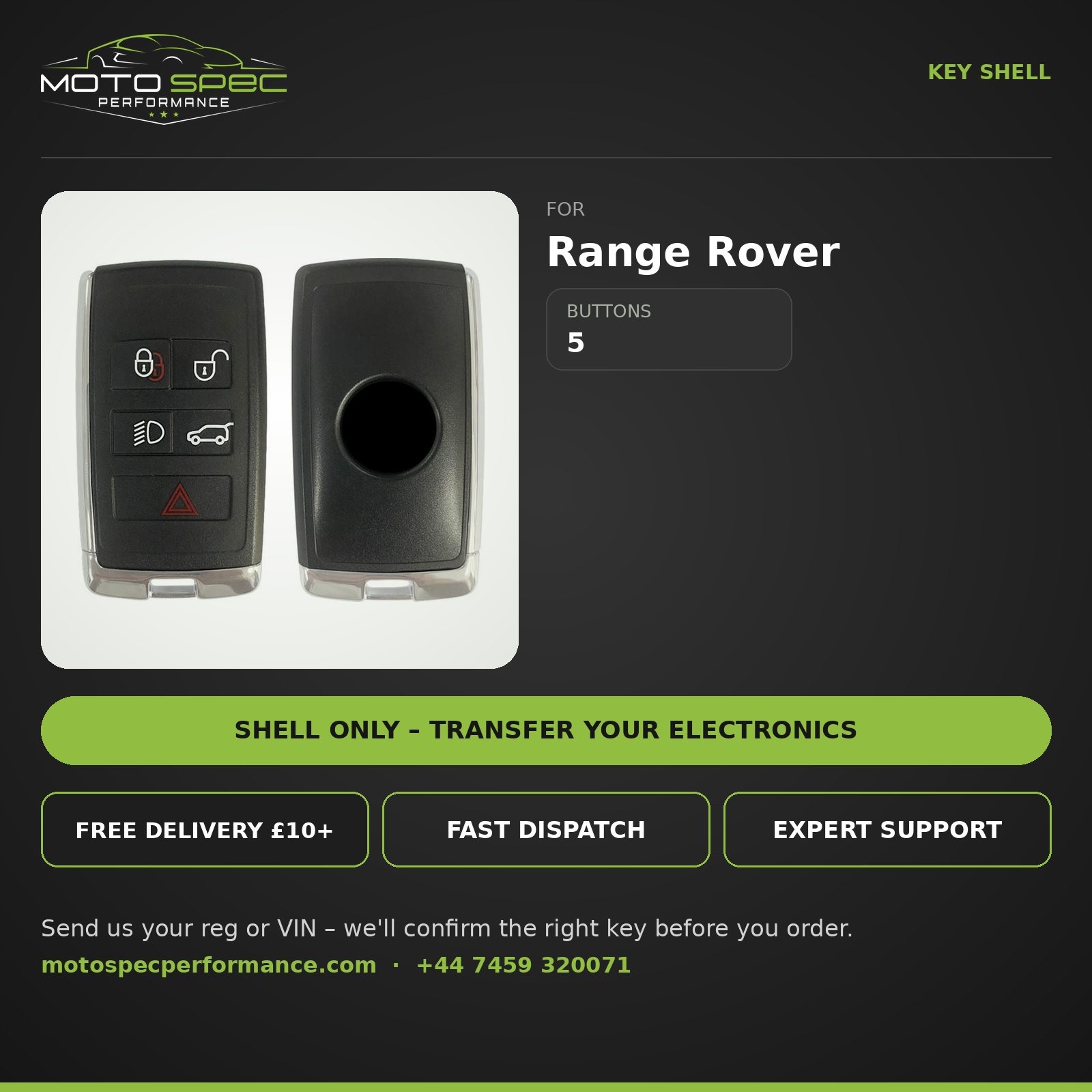 Key Shell for Range Rover – 5 Button info