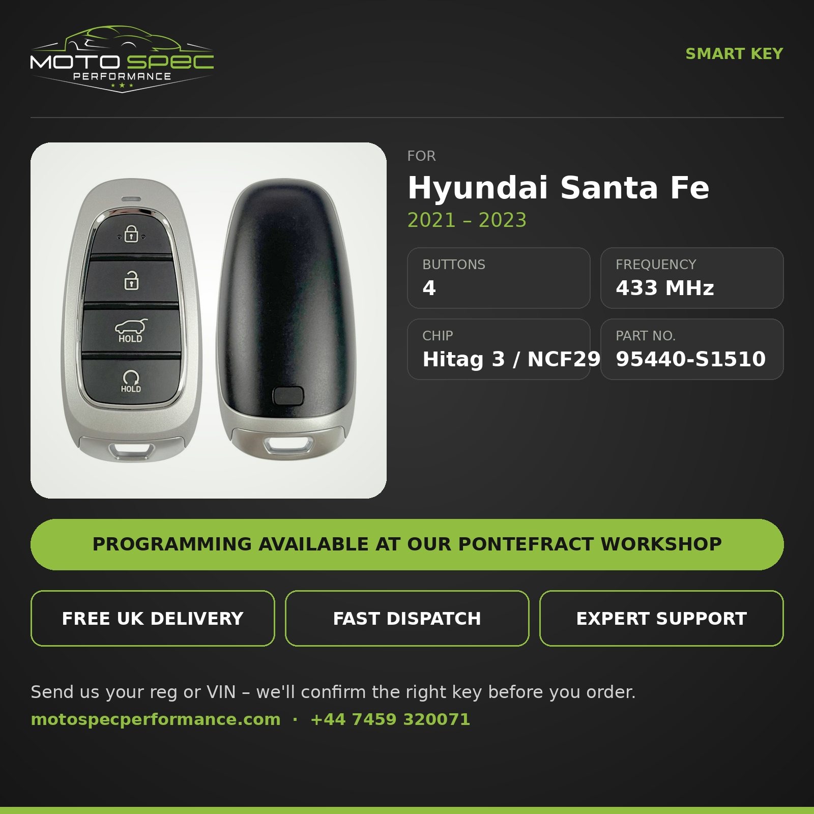 Smart Key for Hyundai Santa Fe 2021-2023 – 4 Button (95440-S1510) - Image 2