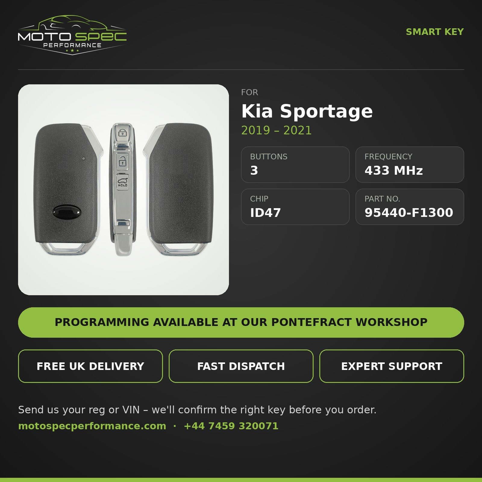 Smart Key for Kia Sportage 2019-2021 – 3 Button (95440-F1300) - Image 2