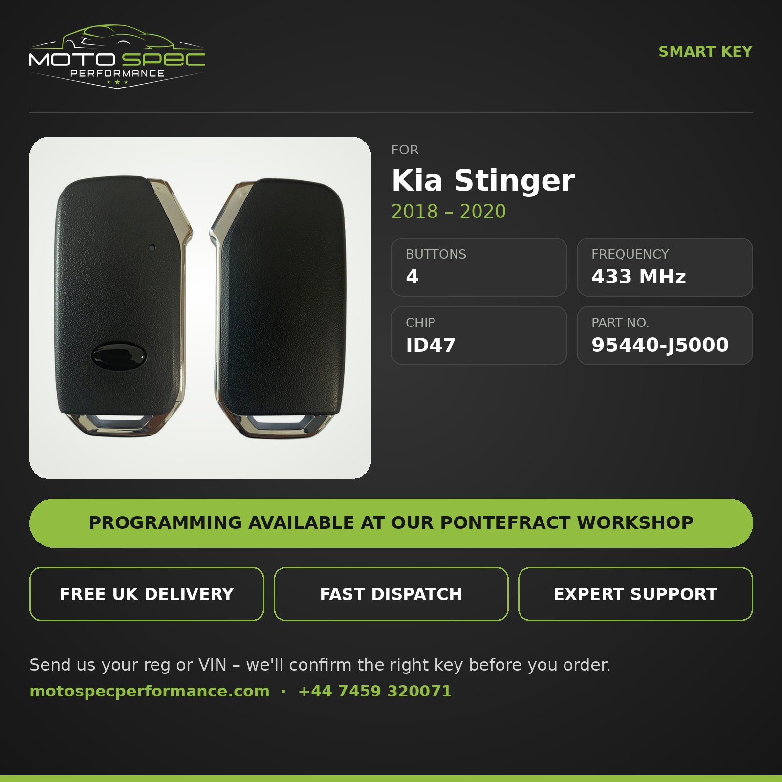 Smart Key for Kia Stinger 2018-2020 – 4 Button (95440-J5000) info