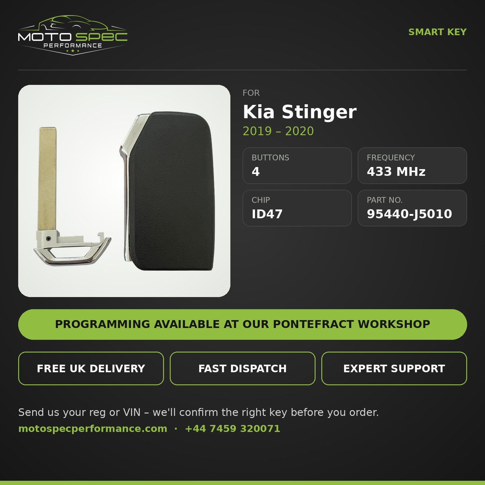 Smart Key for Kia Stinger 2019-2020 – 4 Button (95440-J5010) - Image 2