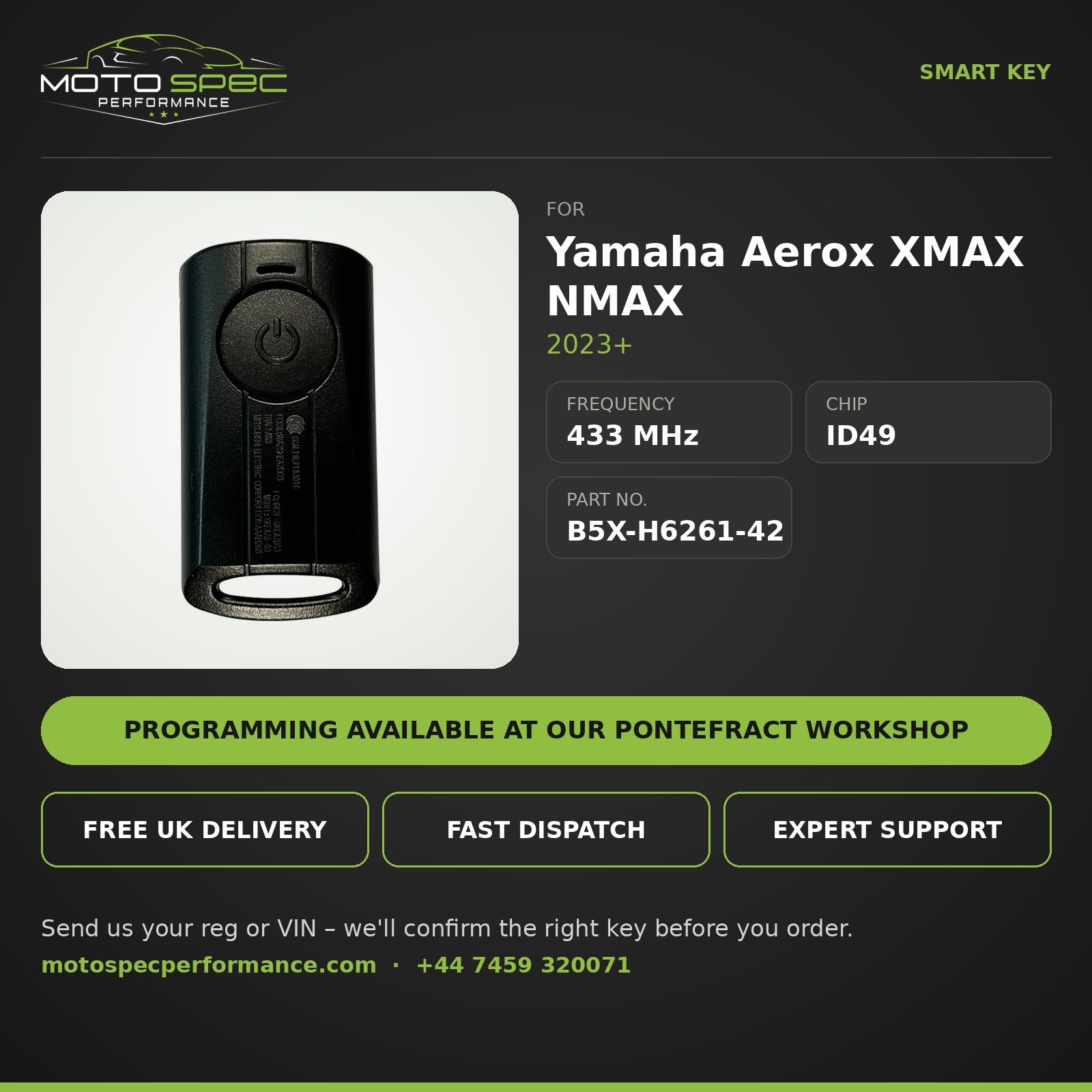 Smart Key for Yamaha Aerox XMAX NMAX 2023+ (B5X-H6261-42) info